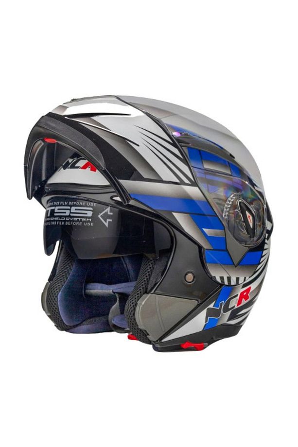 Çene Açılır Kask Gri Mavi - 4
