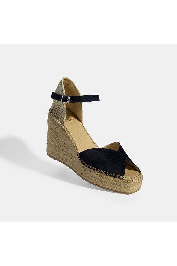 Lacivert Kadın Toka Detaylı Dolgu Topuklu Süet Espadril - 5