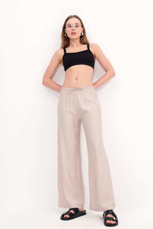 Wide Leg Trousers with Tied Waistband Pn10450