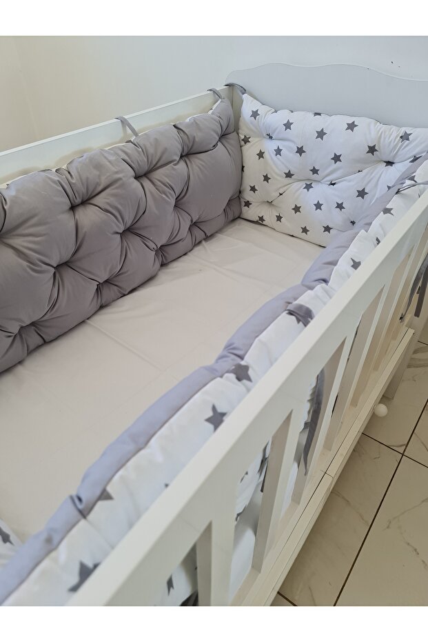 60X100 Crib Side Protection - 40cm Height - 100% Cotton Fabric - Antiallergic - Washable