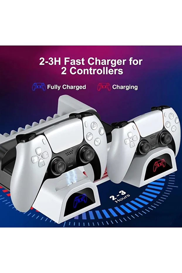 Hepu TP5-1511 PS5 Şarj ve Soğutucu Stand | DualSense Uyumlu Hızlı Şarj İstasyonu - 5