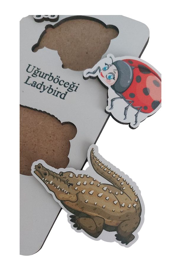 Ahşap Türkçe - İngilizce 4lü Mega Set Bultak Puzzle Sayılar Şekiller Meslekler Hayvanlar - 8