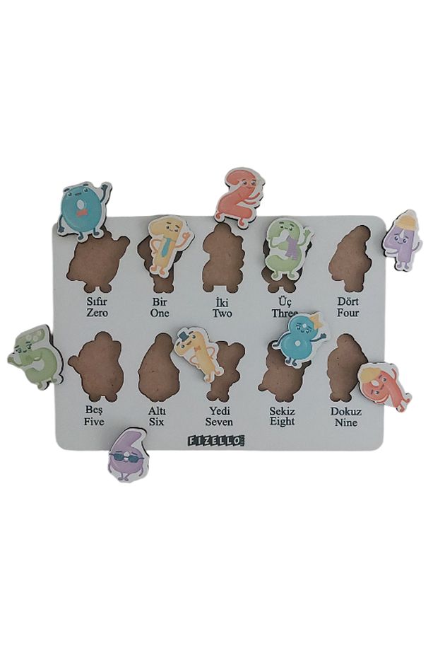 Ahşap Türkçe - İngilizce 4lü Mega Set Bultak Puzzle Sayılar Şekiller Meslekler Hayvanlar - 5