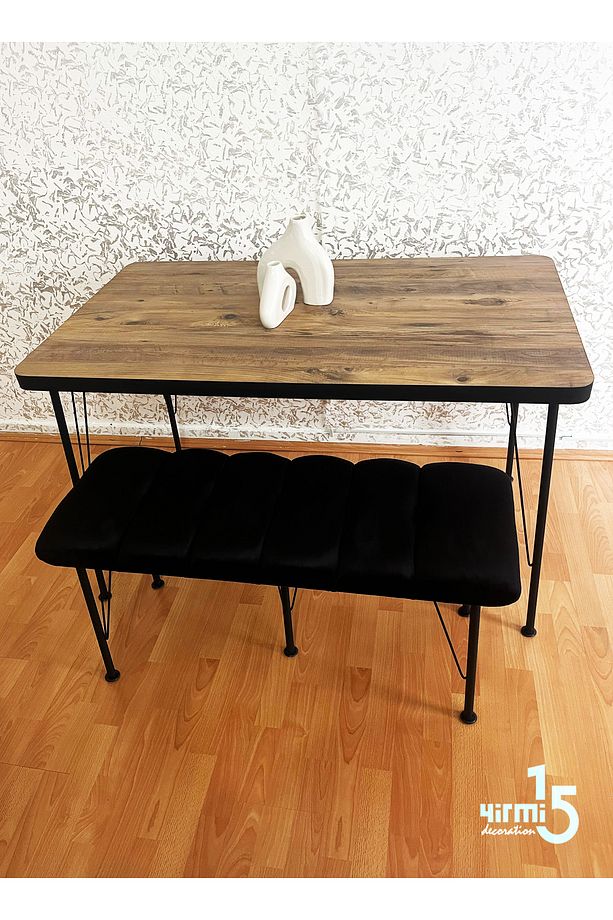 Metal Ayaklı 70x110 Cm Kalınlıklı (TEK MASA) Atlantik Çam Eclipse Balkon -çalışma -mutfak Masası - 3