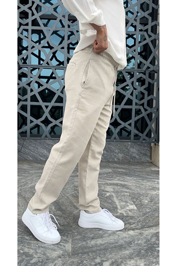 Regular Kalıp %100 Keten Pantolon - 3