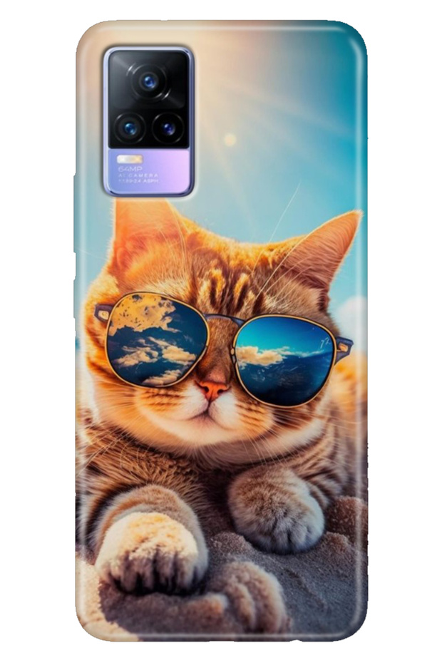 Vivo V21 Case Pictorial Patterned Silicone Flexible Compatible Cover Cat