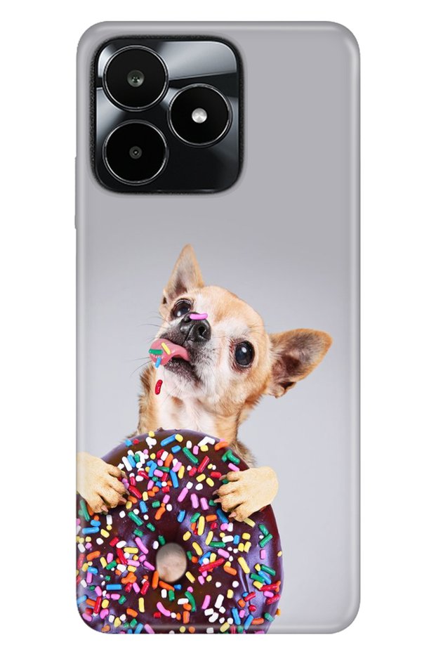 Realme C53 Case (Rmx3760) Compatible Patterned Silicone Colorful Tpu Uv Donut Dog