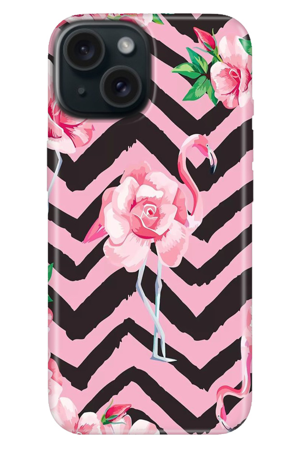 iPhone 13 - 14 Case Colorful Tpu Uv Printed Patterned Silicone Flamingo