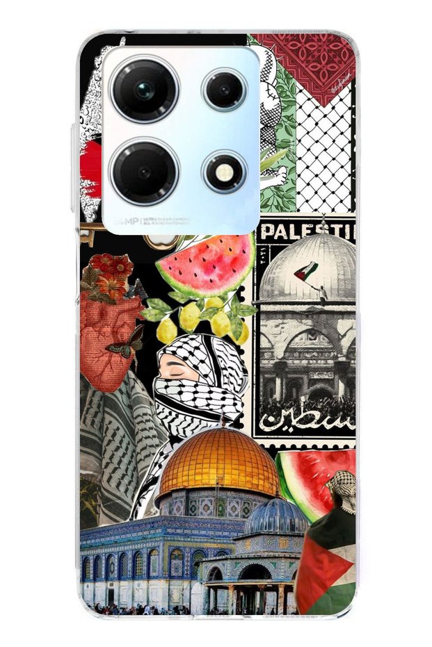 Infinix Note 30 Compatible Palestine Freedom Collage Clear Silicone Case