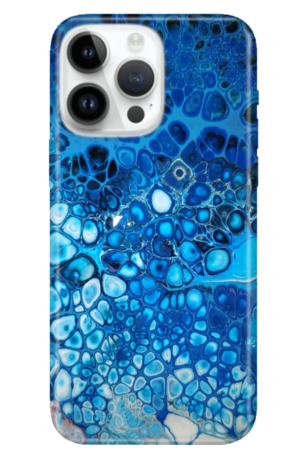 iPhone 16 Pro Max Case Silicone Pattern Printed Cover Deep Blue