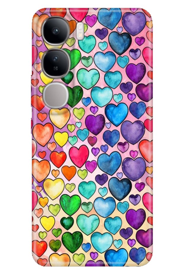 Vivo V40 Lite Case Colorful Flexible Silicone Themed Pattern Tpu Heart Drawing