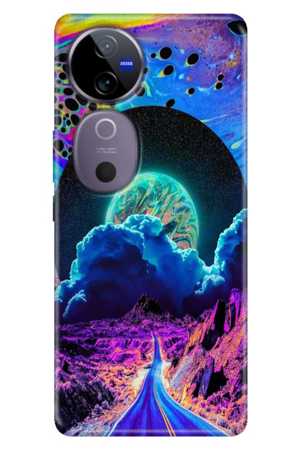 Vivo V40 Case Patterned Themed Flexible Silicone Dream Road