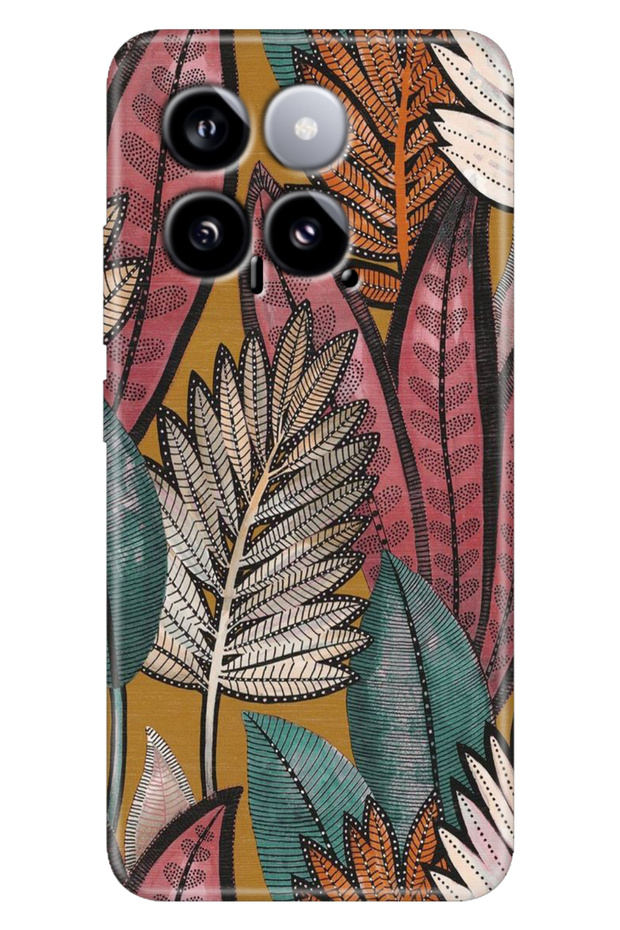 Case for Xiaomi Mi 14 Colorized Rubber Cover Silicone Leaves