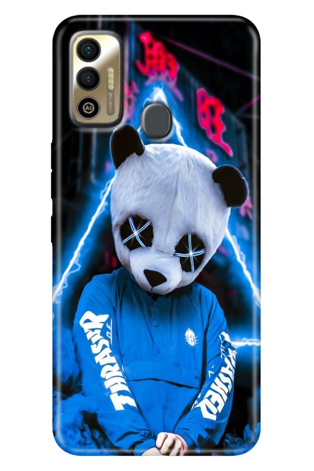 حافظة Tecno Spark 7 - 7T مصنوعة من مادة TPU ذات نمط ملون ومزخرف من السيليكون بنمط Cool Panda