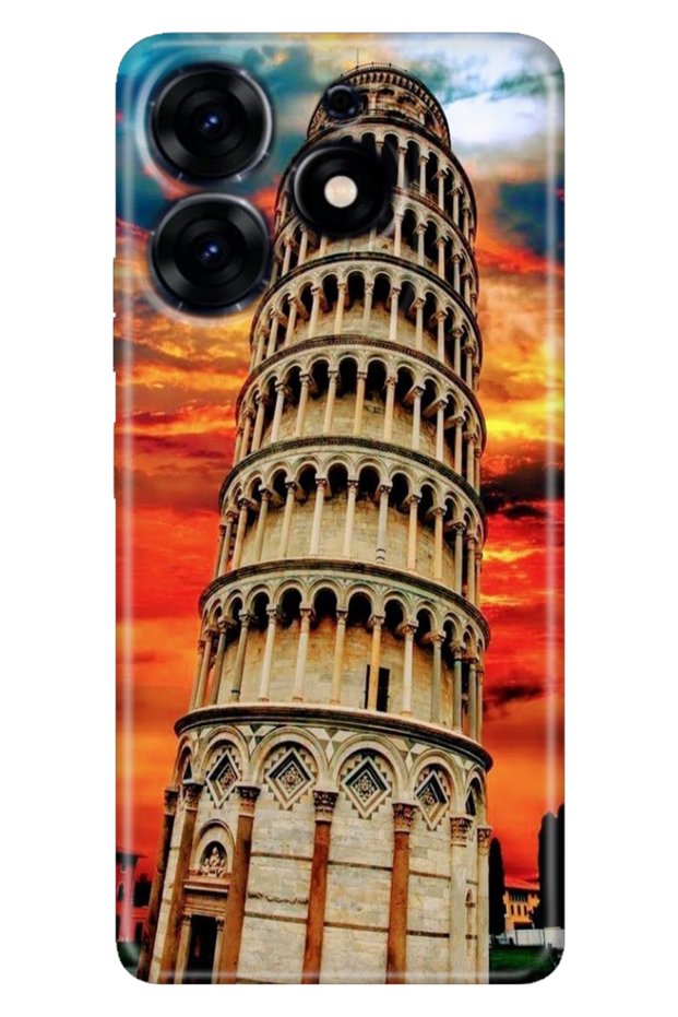 Tecno Spark 20 - 20C Case Colorful Themed Patterned Tpu Style Silicone Pizza Tower