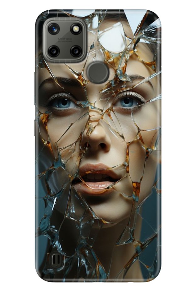 Realme C21Y - Realme C25Y Case Colorful Tpu Uv Printed Patterned Silicone Broken Glass