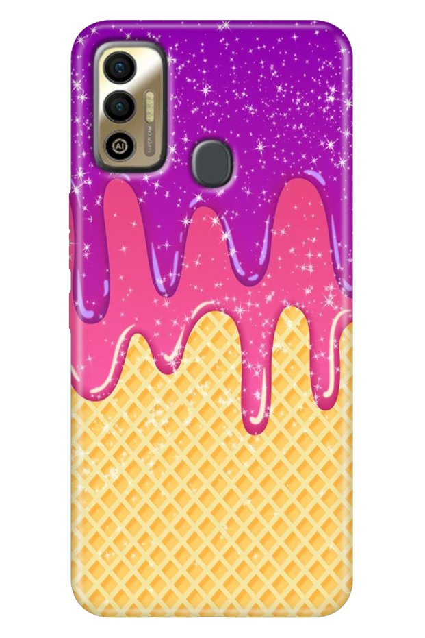 حافظة Tecno Spark 7 - 7T مصنوعة من مادة TPU ذات نمط ملون ونمط كريمي من السيليكون من Tecno