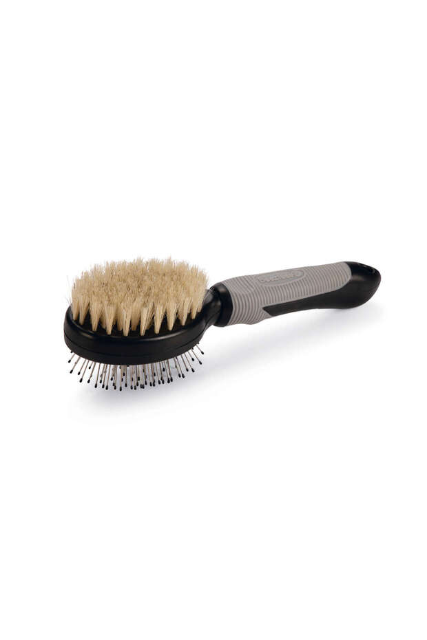Short and Long Hair Cat Double Brush and Comb, Double Sided, Black Grey, 21cm Zrnet