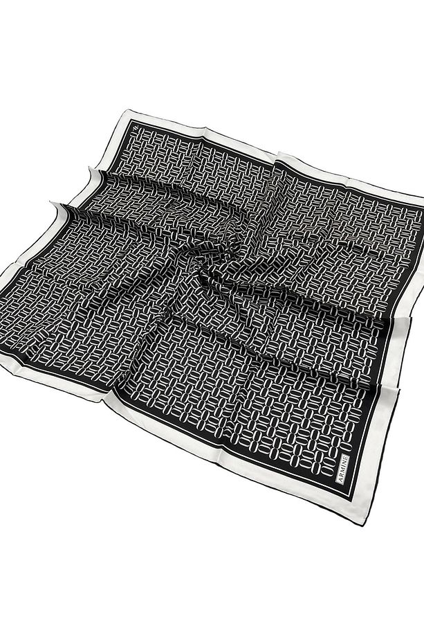 İpek Eşarp 2024 Yaz - 9149-06 Siyah Gri Twill - 1