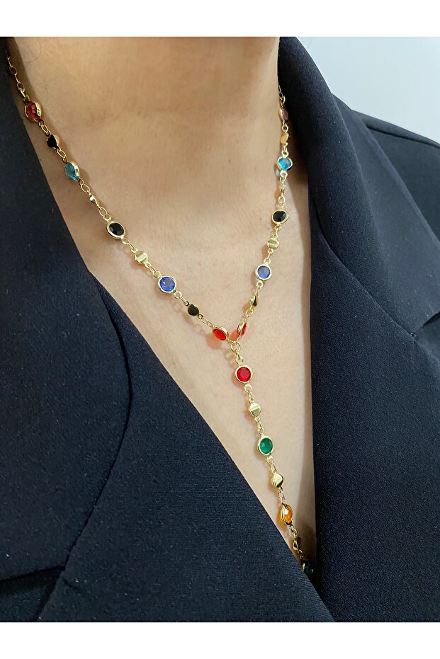 Y Necklace Long Beaded Low Cut Necklace