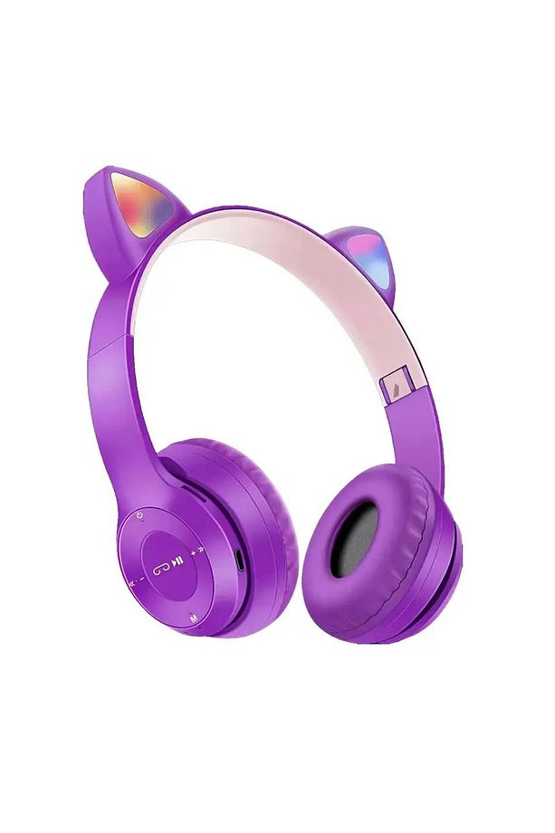 Bluetooth Kedi Kulaklık Kablosuz Led Işıklı Kız Erkek Çocuklar İçin Kulaklık İphone15 Pro Max Uyumlu - 2
