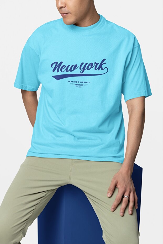 Men/Women -New York- Transfer Printed Round Neck Short Sleeve T-Shirt