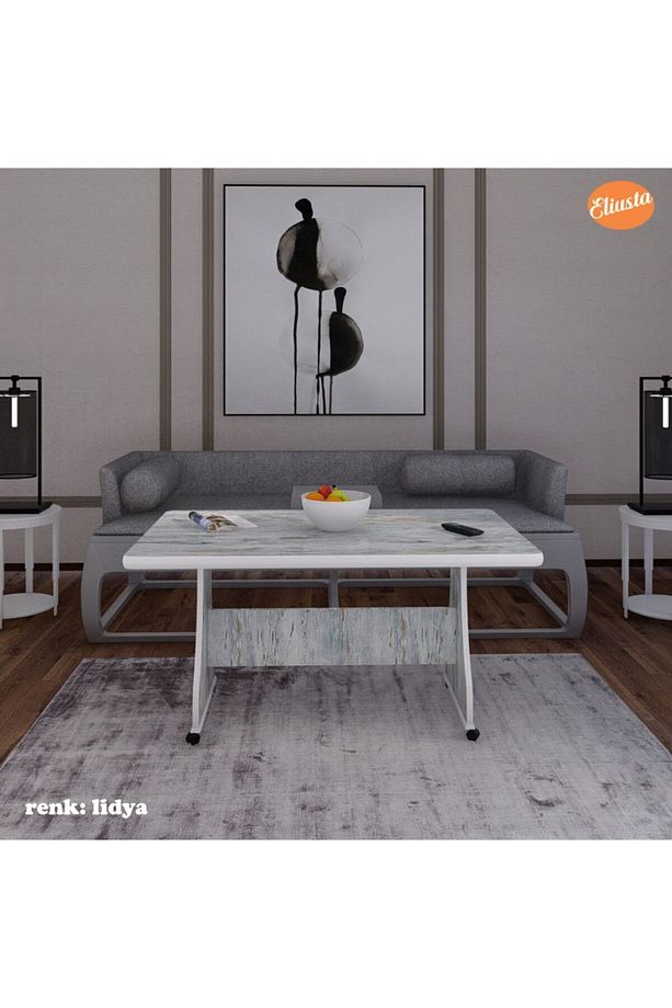 Tekerlekli Mdf Masa Çalışma Masası Orta Sehpa - 3