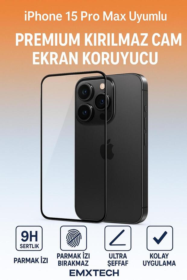 واقي شاشة زجاجي فاخر متوافق مع هاتف iPhone 15 Pro Max