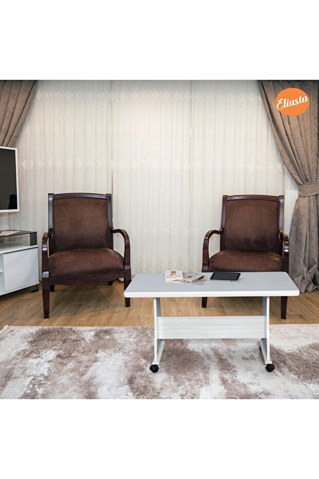 ELİUSTA TEKERLEKLİ MDF MASA ORTA SEHPA - 5