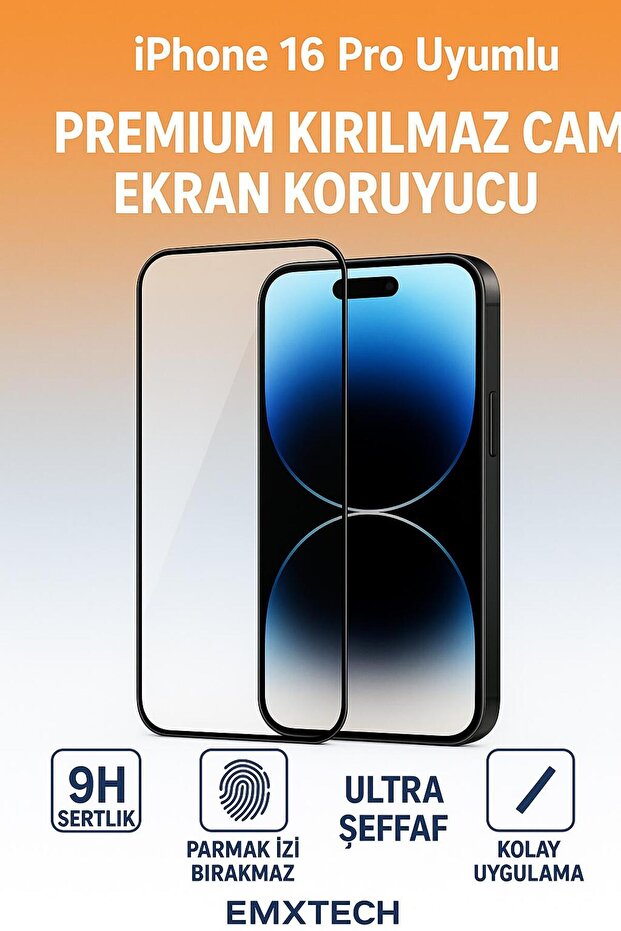 واقي شاشة زجاجي فاخر متوافق مع هاتف iPhone 16 Pro
