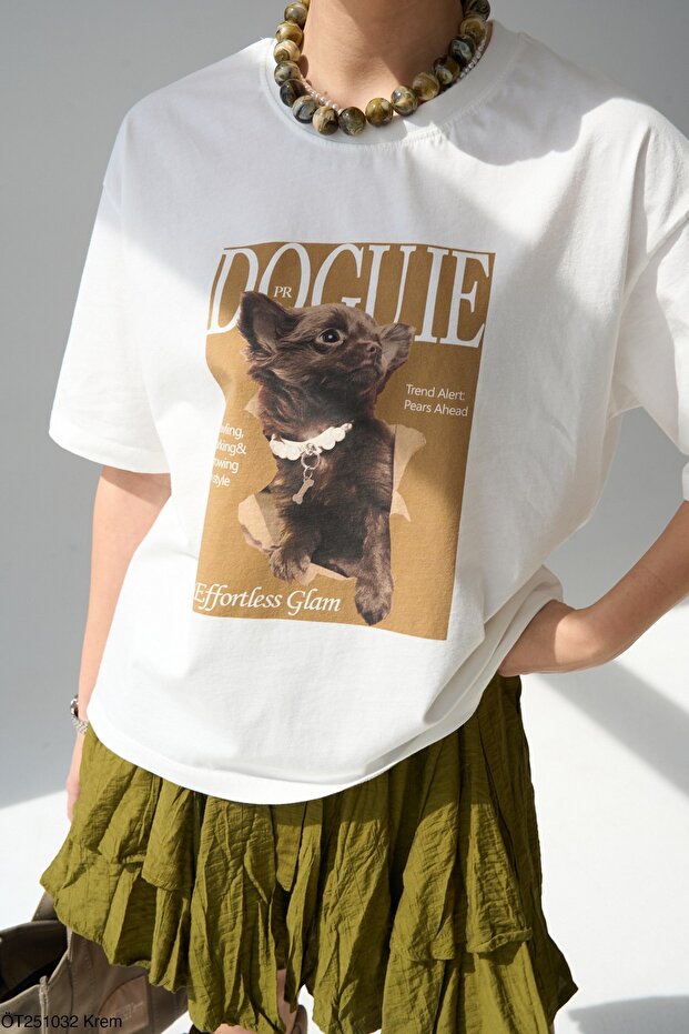 Oversize Cut Short Sleeve Printed T-Shirt