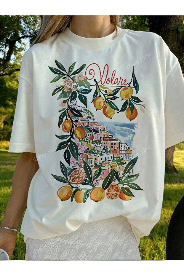Oversize Cut Short Sleeve Printed T-Shirt