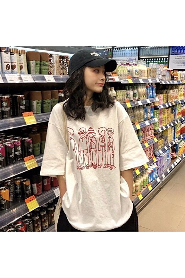 Oversize Cut Short Sleeve Printed T-Shirt