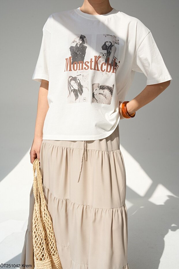 Oversize Cut Short Sleeve Printed T-Shirt