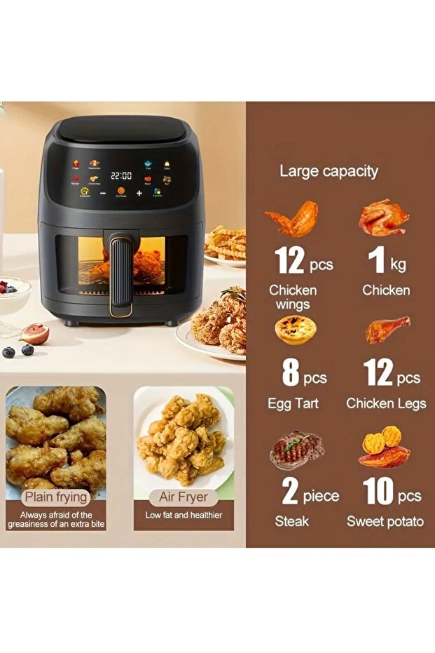 Digital Air Fryer, 2400W, 8L, Rapid Air Technology & Led Display, for Frying, Grilling, QF-305 - 6