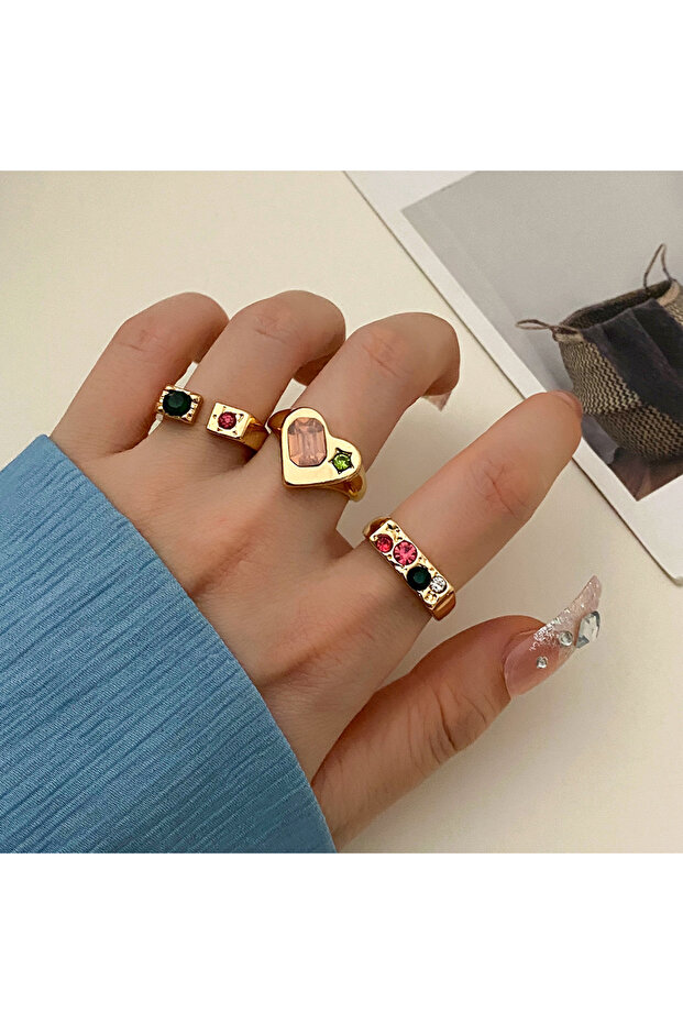 Kore Kalp Detaylı Çoklu Yüzük Seti - 1