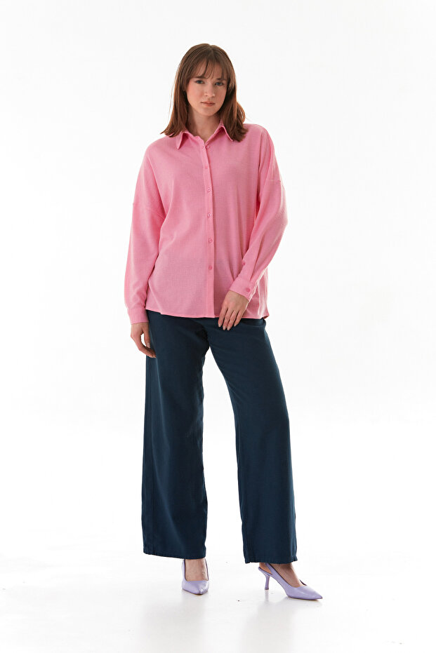 Basic Jakarlı Oversize Gömlek - 2