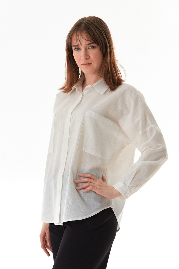 Basic Çift Cepli Oversize Gömlek - 3