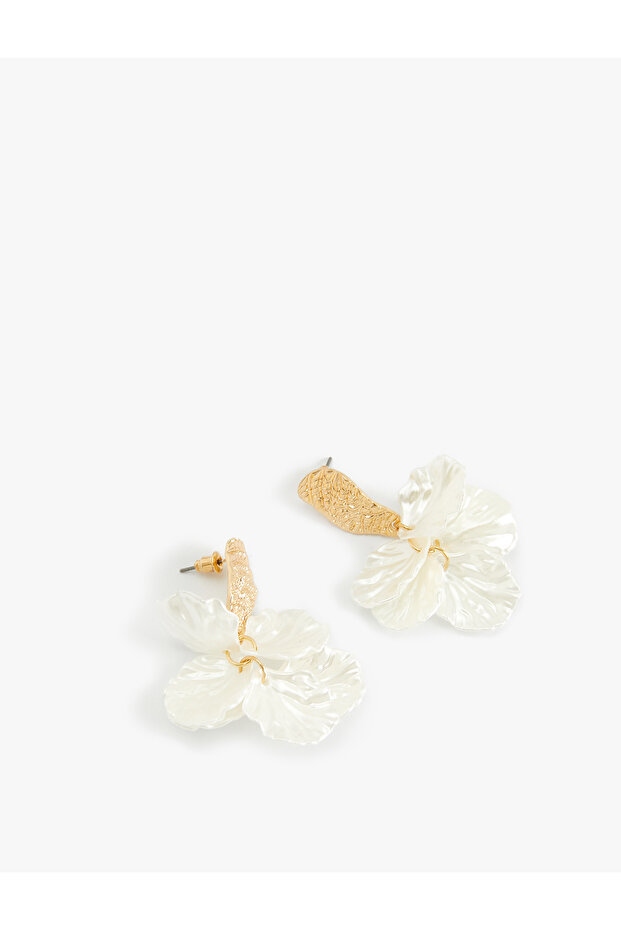Textured Dangle Flower Earrings - 2