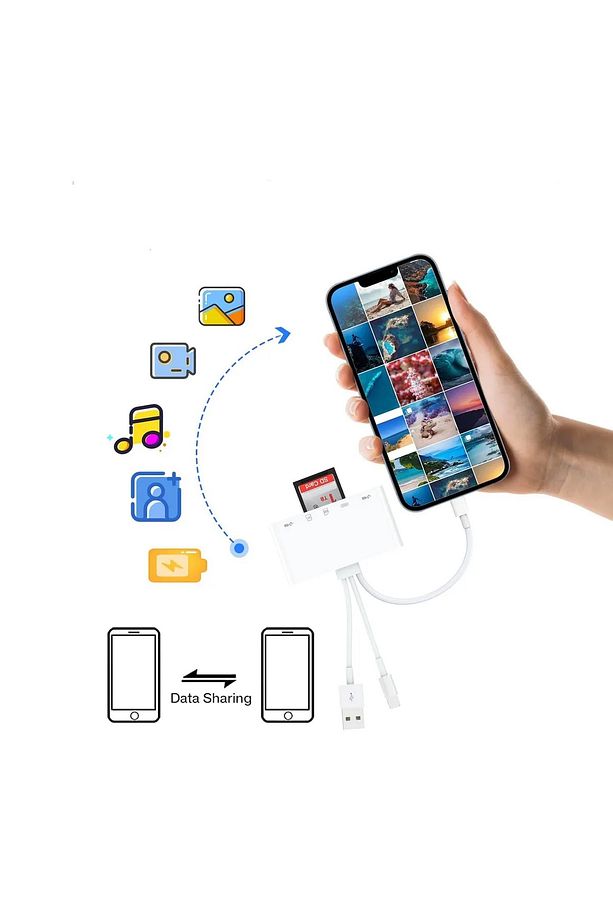 3136 Type-c Usb Lightning Otg Iphone Tf Sd Micro Kart Okuyucu Card Çevirici Dönüştürücü Adaptö - 5