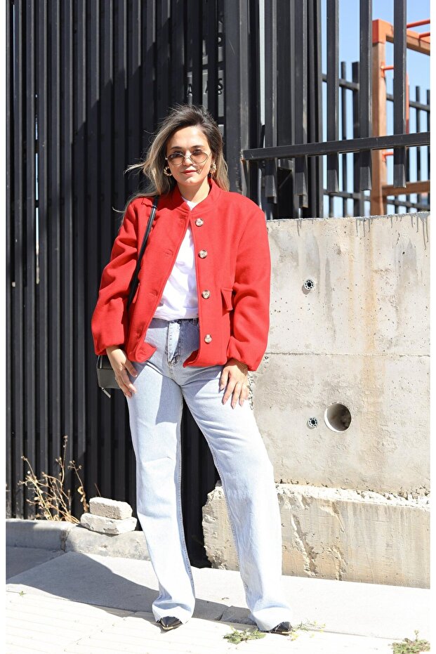 Bomber Model Kırmızı Ceket - 2