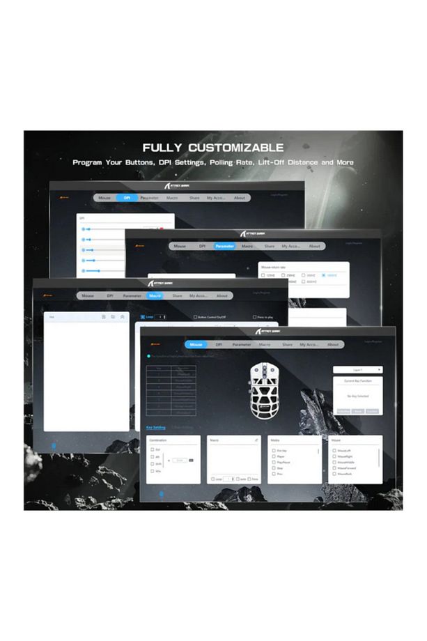 Attack Shark R3 Magnezyum Alaşımlı APP Uygulamalı 8Khz Ultra Hız Tepki 26.000DPI Gaming Oyuncu Mouse - 6