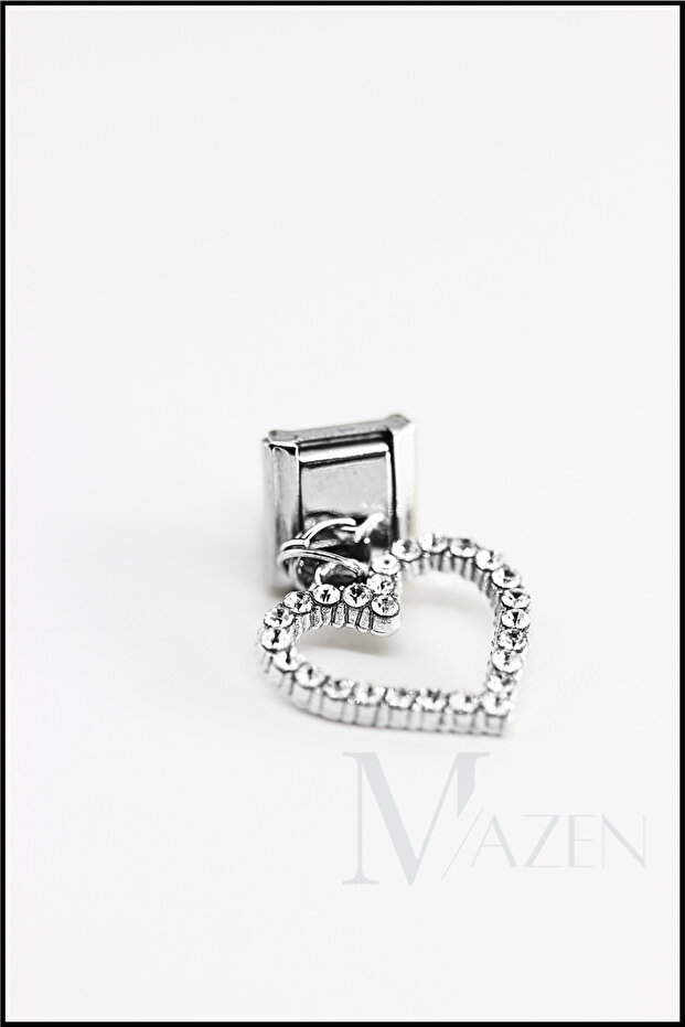 1Pc the Heart Dangle Italian Steel Bracelet Charm