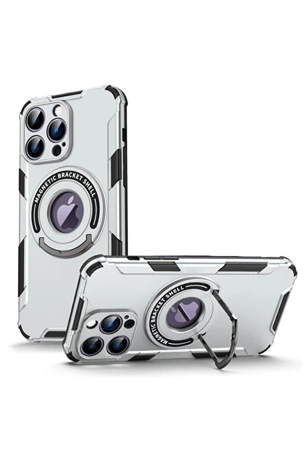 Ultra-solid Case, Ring Armor, Compatible with iPhone 14 Pro Max, Magsafe, Ring Holder, Silver - 1