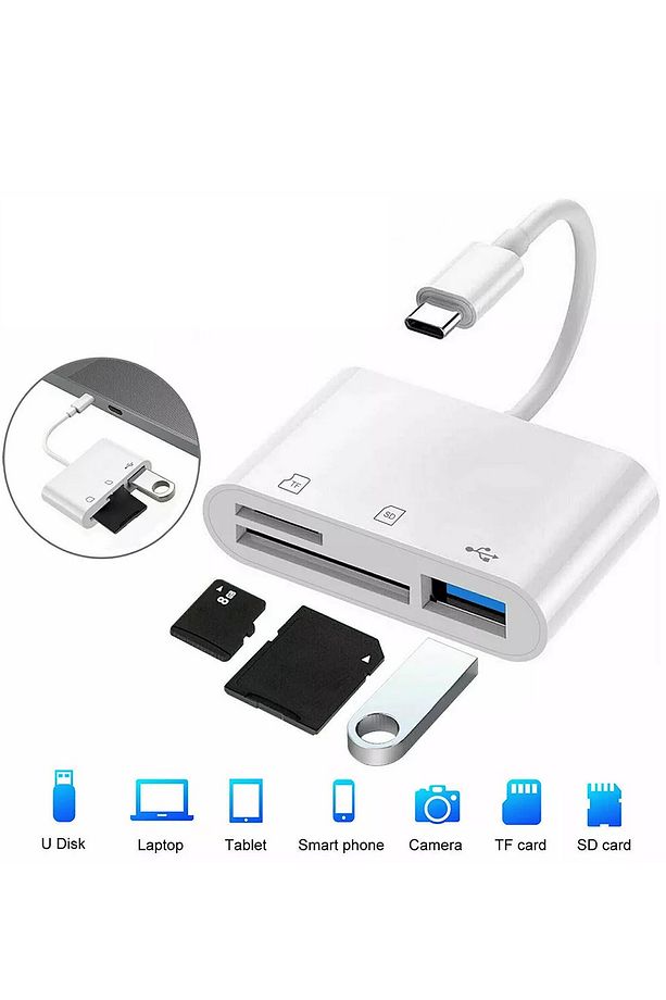 3132 Type-c Usb Otg Tf Sd Micro Kart Okuyucu Card Çevirici Dönüştürücü Adaptör - 5