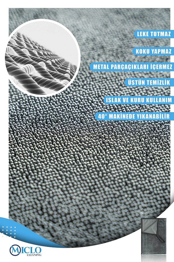 Kirpi Bez | 1800gsm Profesyonel Oto Kurulama Bezi | Bükümlü Iplik Ultra Kalın Doku - 3