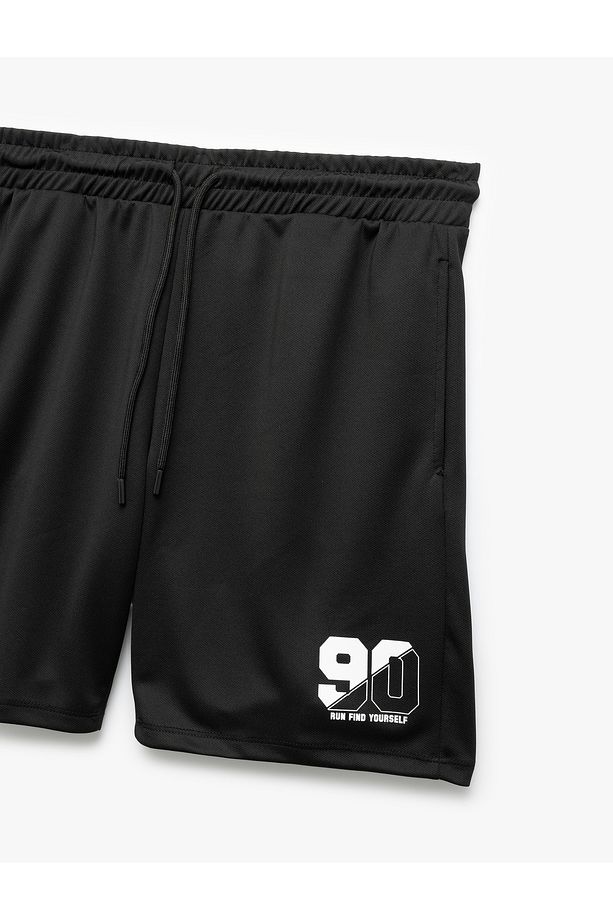 Beli Bağcıklı Cep Detaylı Bermuda Baskılı Spor Şort - 5