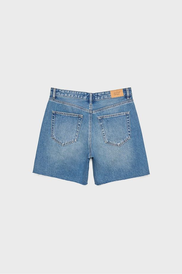 Düşük Bel Denim Bermuda Şort - 7