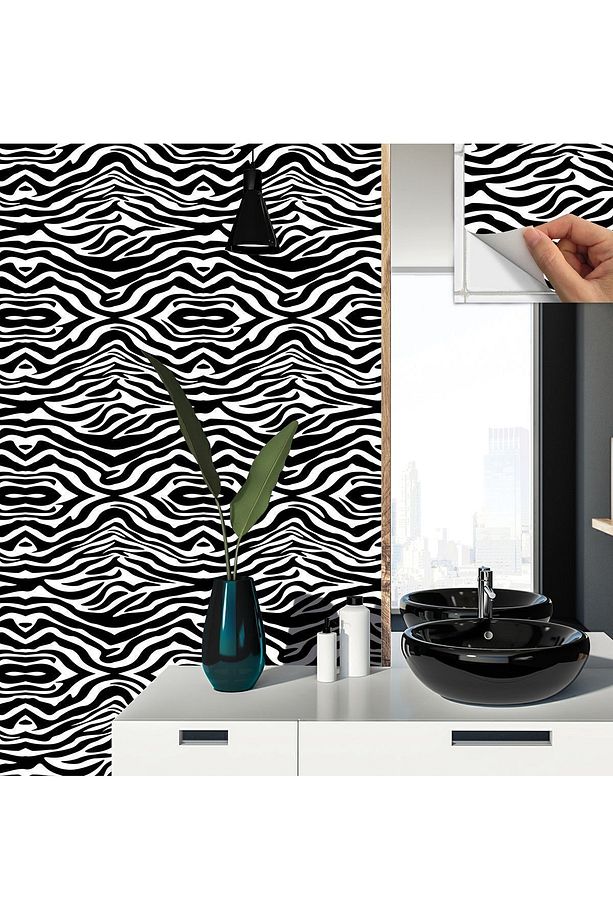 Kendinden Yapışkanlı Zebra Desenli Pvc Karo 30x30 Cm (33 Adet) 3m2 - 4