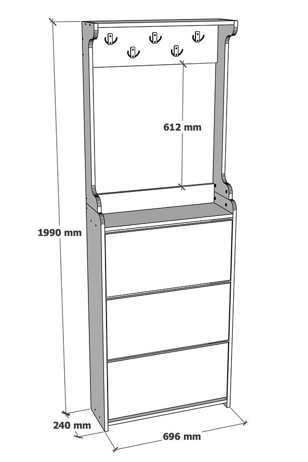 Modus Vestiyer Düşer Kapak Ayakkabılık 3 Raflı Atlantik Çam - 4